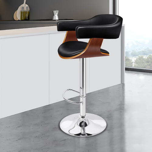 ALFORDSON 1x Bar Stool Joan Kitchen Swivel Chair Wooden Leather Gas Lift