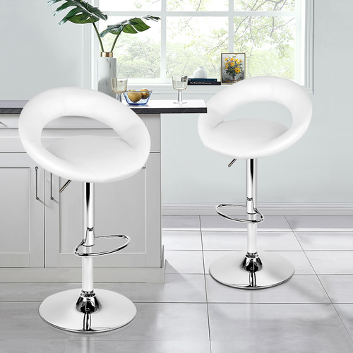 ALFORDSON 2x Bar Stools Ovadia Kitchen Swivel Chair Leather Gas Lift White