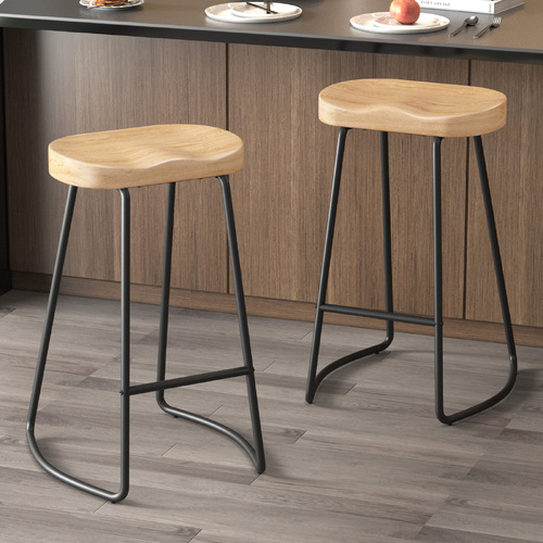 ALFORDSON 2x Bar Stools 75cm Tractor Kitchen Wooden Vintage Chair Natural Alfordson