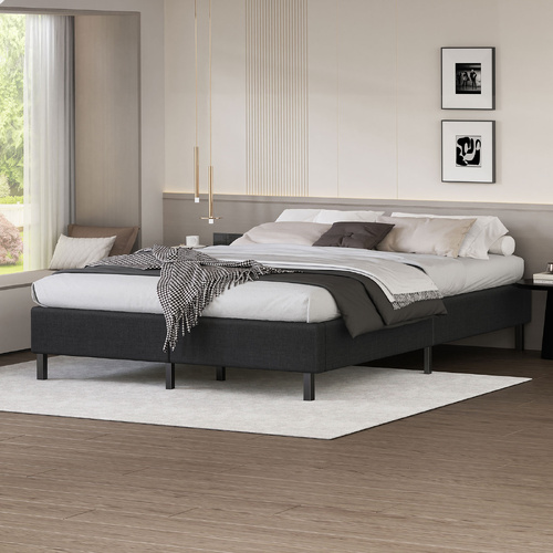 ALFORDSON Bed Frame Double Size Mattress Base Foundation Charcoal Fabric BASEL
