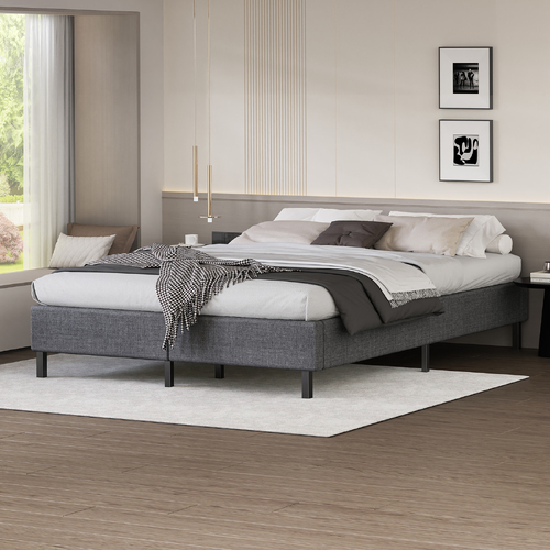 ALFORDSON Bed Frame Double Size Mattress Base Foundation Grey Fabric BASEL
