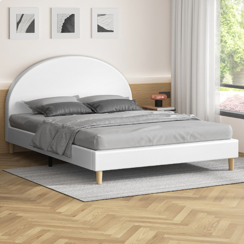 ALFORDSON Bed Frame Queen Size Mattress Base Platform Leather White CALLA