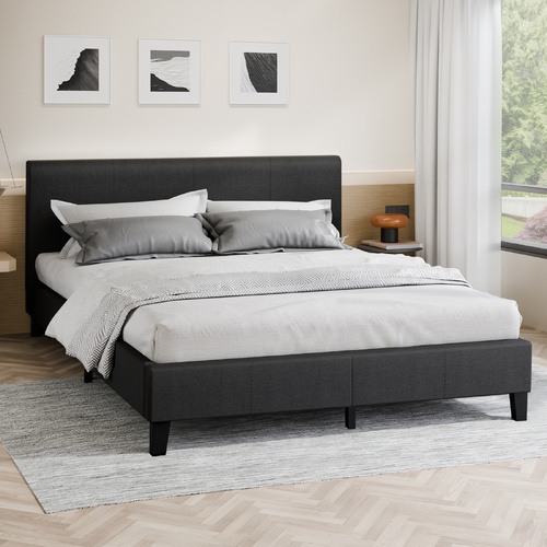 ALFORDSON Bed Frame King Size Mattress Base Wooden Platform Fabric Charcoal