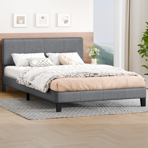 ALFORDSON Bed Frame Queen Size Mattress Base Platform Fabric Grey Linus