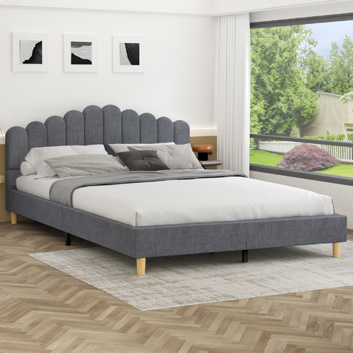ALFORDSON Bed Frame King Size Upholstered Platform Base Grey Fabric TANIA