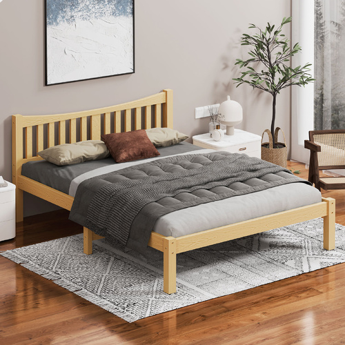 ALFORDSON Bed Frame Wooden Double Size Solid Pine Timber Base Oak CAMBRIE