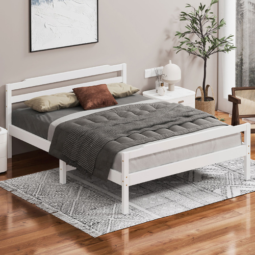 ALFORDSON Bed Frame Wooden King Size Mattress Base Platform Timber White DUBEM