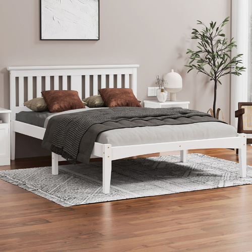 ALFORDSON Bed Frame Wooden Timber King Size Mattress Base Platform White ELGIN