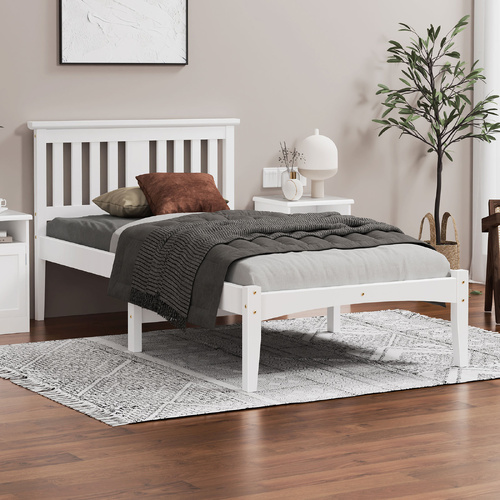 ALFORDSON Bed Frame Wooden Timber Single Size Mattress Base Platform White ELGIN