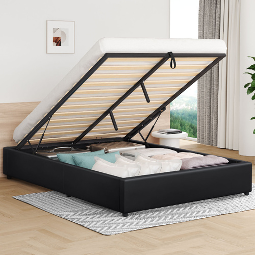 ALFORDSON Bed Frame Double Size Gas Lift Storage Mattress Base Black BARLOW