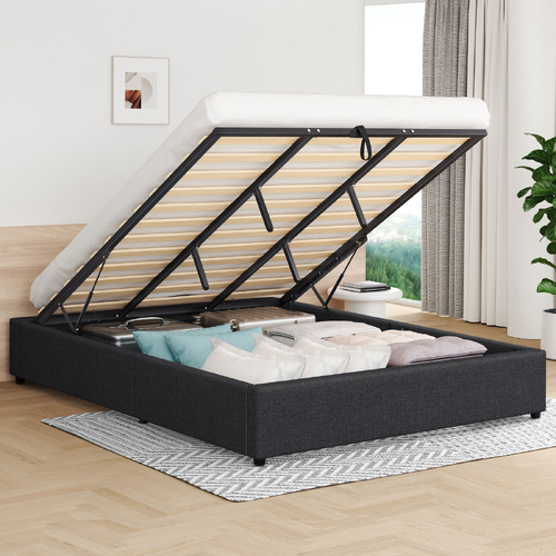 ALFORDSON Bed Frame King Size Gas Lift Storage Mattress Base Charcoal BARLOW