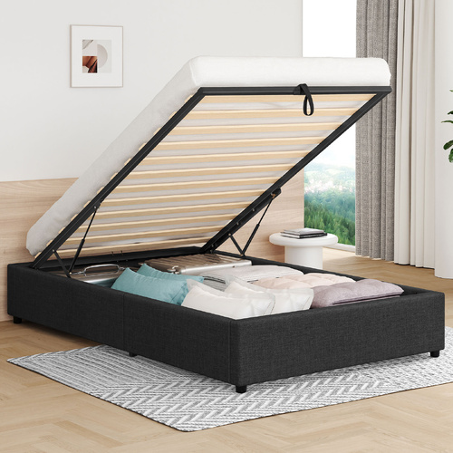 ALFORDSON Bed Frame Single Size Gas Lift Storage Mattress Base Charcoal BARLOW
