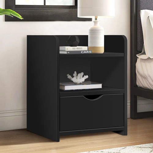 ALFORDSON Bedside Table Nightstand Storage Cabinet Side End Drawers Black