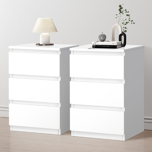 ALFORDSON 2x Bedside Table Nightstand 3 Drawers Side End Table White