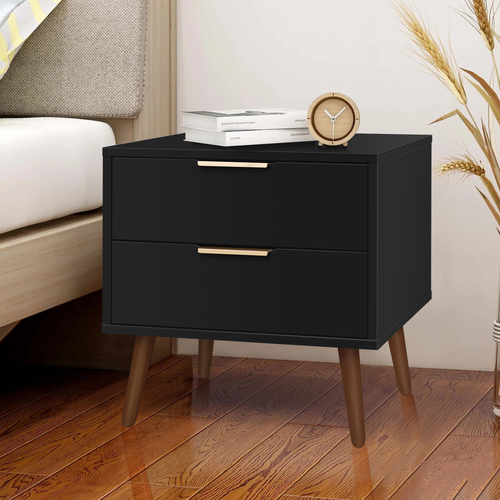 ALFORDSON Bedside Table Nightstand Side Storage Cabinet Black Scandinavian