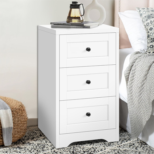 ALFORDSON Bedside Table Hamptons Storage Nightstand Side End Cabinet White