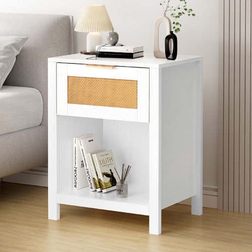 ALFORDSON Bedside Table Nightstand Side End 1 Drawer Storage Shelf White