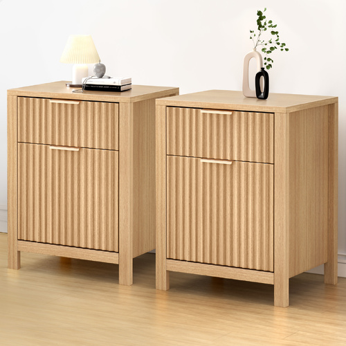 ALFORDSON 2x Bedside Table Nightstand Side Storage 2 Drawers Cabinet Wood