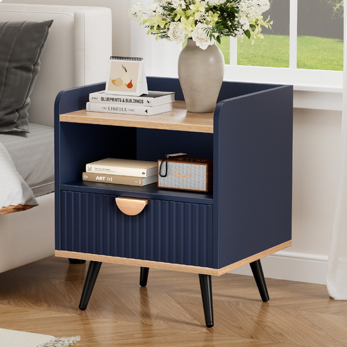 ALFORDSON Bedside Table 1 Drawer Nightstand Side Storage Shelf Blue