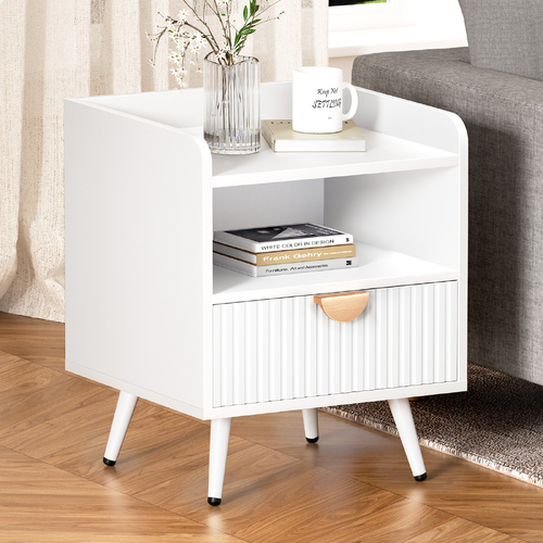 ALFORDSON Bedside Table 1 Drawer Nightstand Side Storage Shelf White