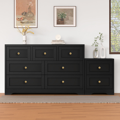 ALFORDSON 7 Chest of Drawers Bedside Table Hamptons Bedroom Storage Black