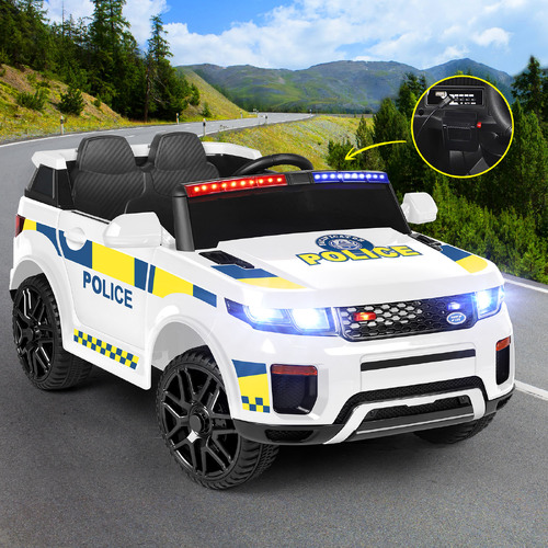 ALFORDSON Kids Police Ride On Car 12V Electric Toy Patrol Remote Control White
