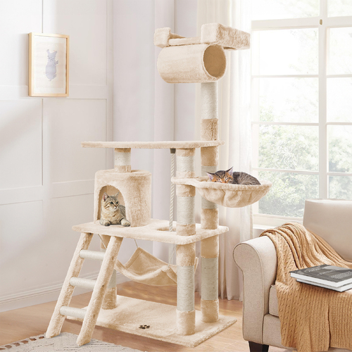 BEASTIE Cat Tree Scratching Post Scratcher Tower Condo House Furniture Wood 140