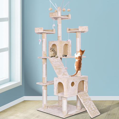 BEASTIE Cat Tree Scratching Post Scratcher Tower Condo House Furniture Wood 210