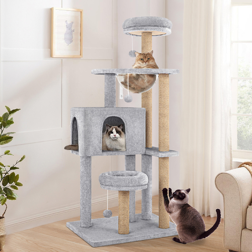 BEASTIE Cat Tree Tower Scratching Post Wood Scratcher Condo House Bed 140cm