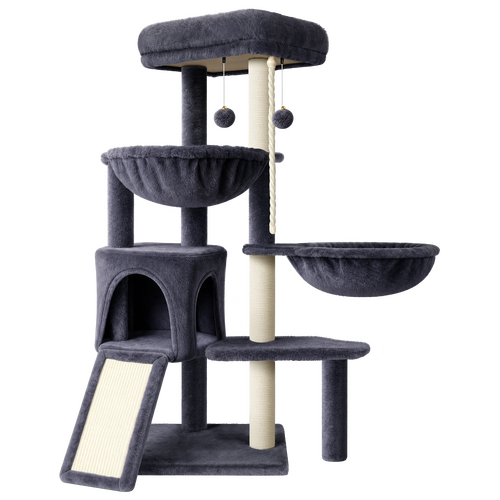 BEASTIE Cat Tree Tower Scratching Post Scratcher Condo Hammock Bed 104cm Grey