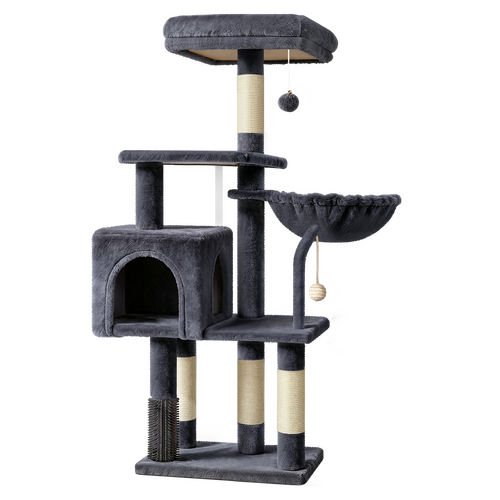 BEASTIE Cat Tree Tower Scratching Post Scratcher Kitten Condo House 111cm Grey