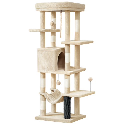 BEASTIE Cat Tree Tower Scratching Post Scratcher Cat Condo House Bed 153cm Beige