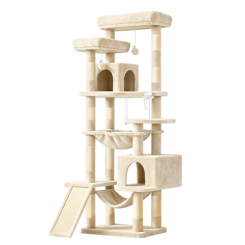 BEASTIE Cat Tree Tower Multi-level Scratching Post Scratcher Condo Beige 180cm