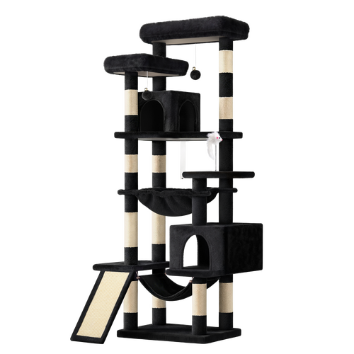BEASTIE Cat Tree Tower Scratching Post Scratcher Condo Hammock House Black 180cm