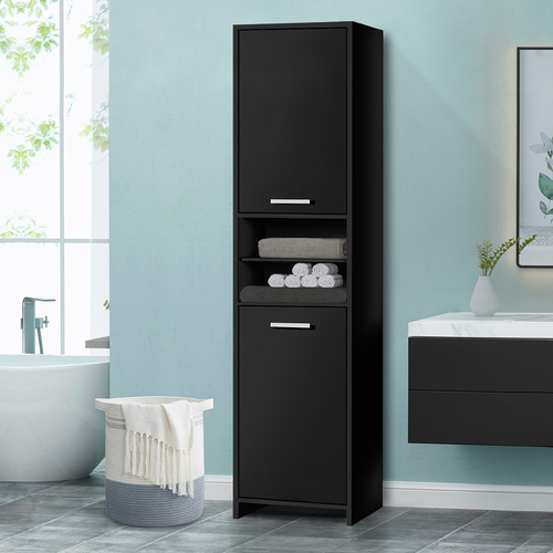 ALFORDSON Tall Cabinet Bathroom Storage Furniture Slim Shelf Cupboard Black