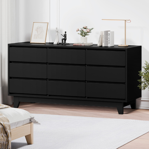 ALFORDSON 9 Chest of Drawers Minimalist Storage Cabinet Dresser Tallboy Black