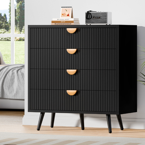 ALFORDSON 4 Chest of Drawers Modern Storage Cabinet Dresser Tallboy Black