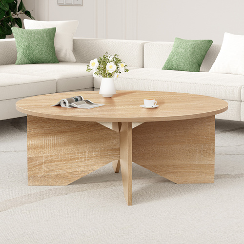 ALFORDSON Coffee Table Modern Round Table X-shape Wooden Legs Living Room Wood