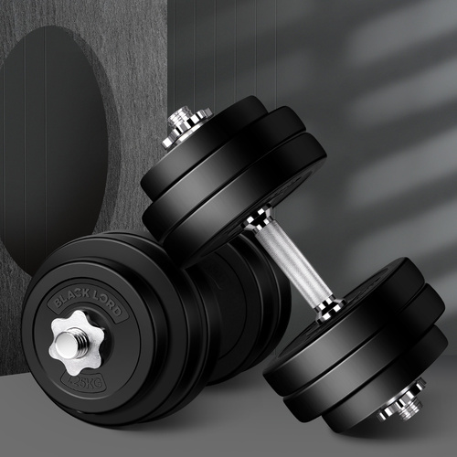 BLACK LORD 30KG Adjustable Dumbbell Set Rubber Weight Plates Lifting Bench