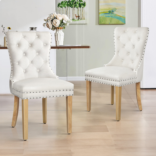 ALFORDSON 2x Dining Chairs Kitchen Lounge Velvet White