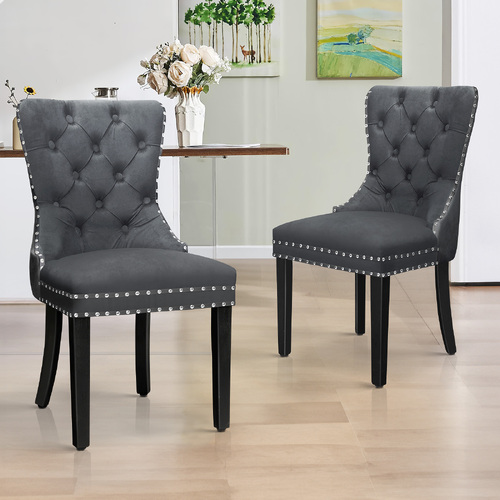 ALFORDSON 2x Dining Chairs Kitchen Lounge Velvet Grey