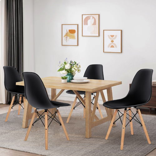 ALFORDSON 4x Dining Chairs Retro Solid Wood Steel Black