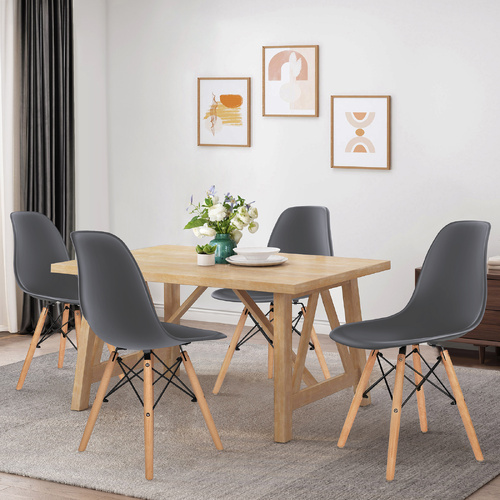 ALFORDSON 4x Dining Chairs Retro Solid Wood Steel Grey