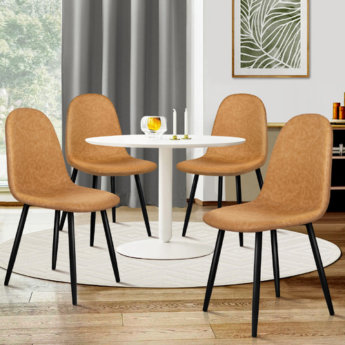 ALFORDSON 4x Dining Chairs Kitchen Lounge Cafe Seat Retro PU Faux Leather Brown
