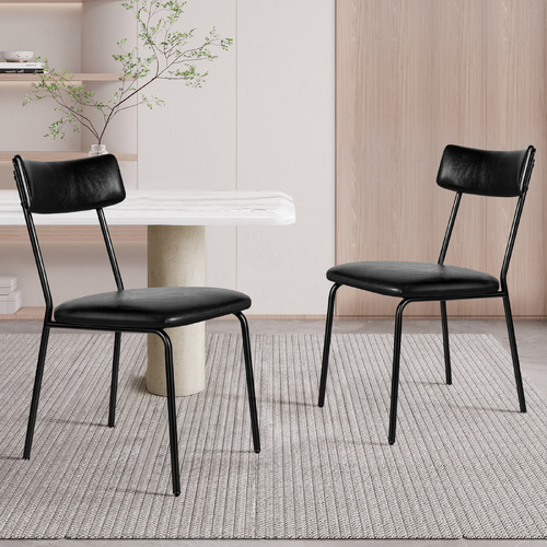 ALFORDSON 2x Dining Chairs Accent Kitchen Lounge Curved Back PU Leather Black