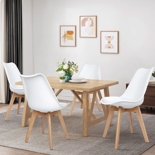ALFORDSON 4x Dining Chairs Retro PU Leather Wooden White