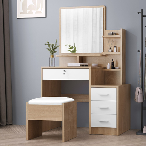 ALFORDSON Dressing Table Stool Set Makeup Mirror Vanity Desk Cabinet Wood