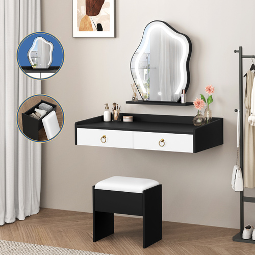 ALFORDSON Dressing Table Stool Floating Makeup Mirror Vanity Desk LED White