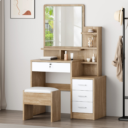 ALFORDSON Dressing Table Stool Set Makeup Mirror Vanity Desk Cabinet Wood