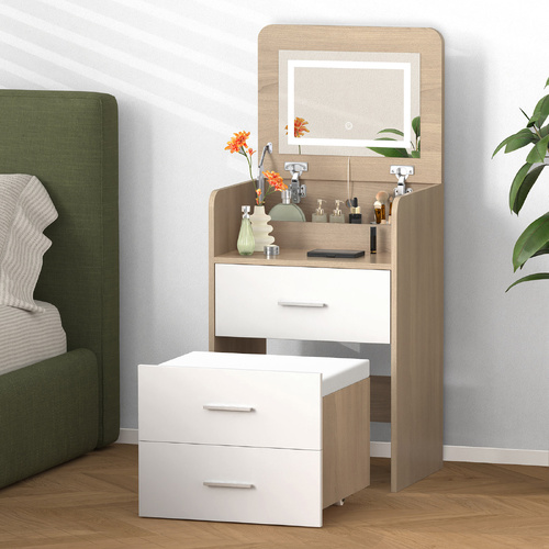 ALFORDSON Dressing Table Stool Set 2-In-1 Makeup Mirror Vanity Desk Wood